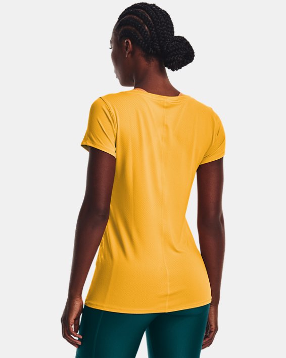 Women's HeatGear® Armour Short Sleeve, Yellow, pdpMainDesktop image number 1